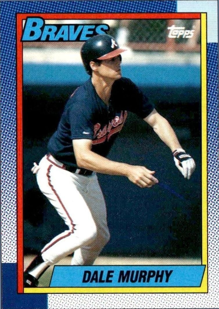 Dale Murphy 1990 Topps #750 Baseball Trading Card - Front 1990 Topps Dale Murphy #750 baseball trading card front