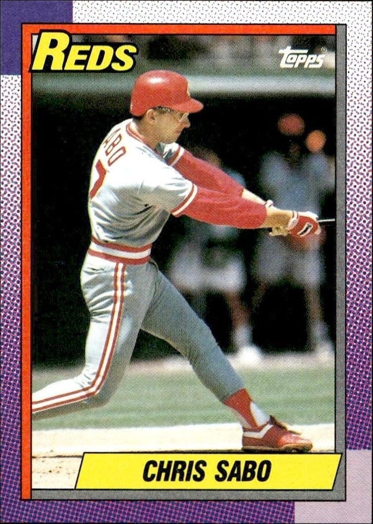 Chris Sabo 1990 Topps #737 Baseball Trading Card - Front 1990 Topps Chris Sabo #737 baseball trading card front