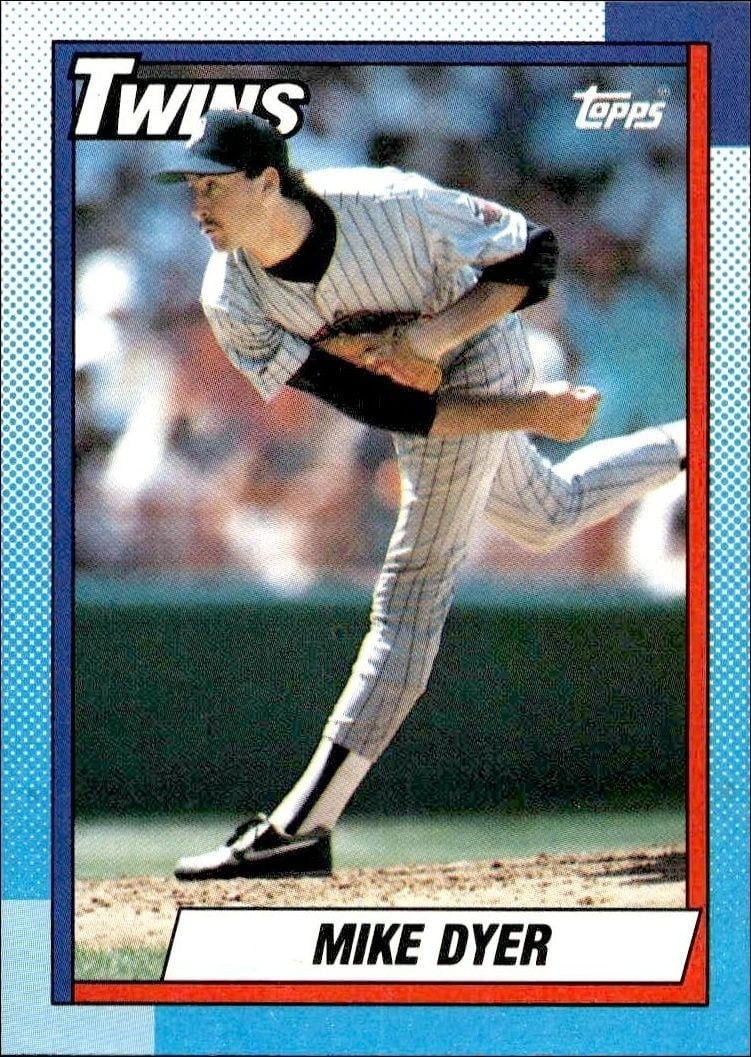 Mike Dyer 1990 Topps #576 Baseball Trading Card - Front 1990 Topps Mike Dyer #576 baseball trading card front