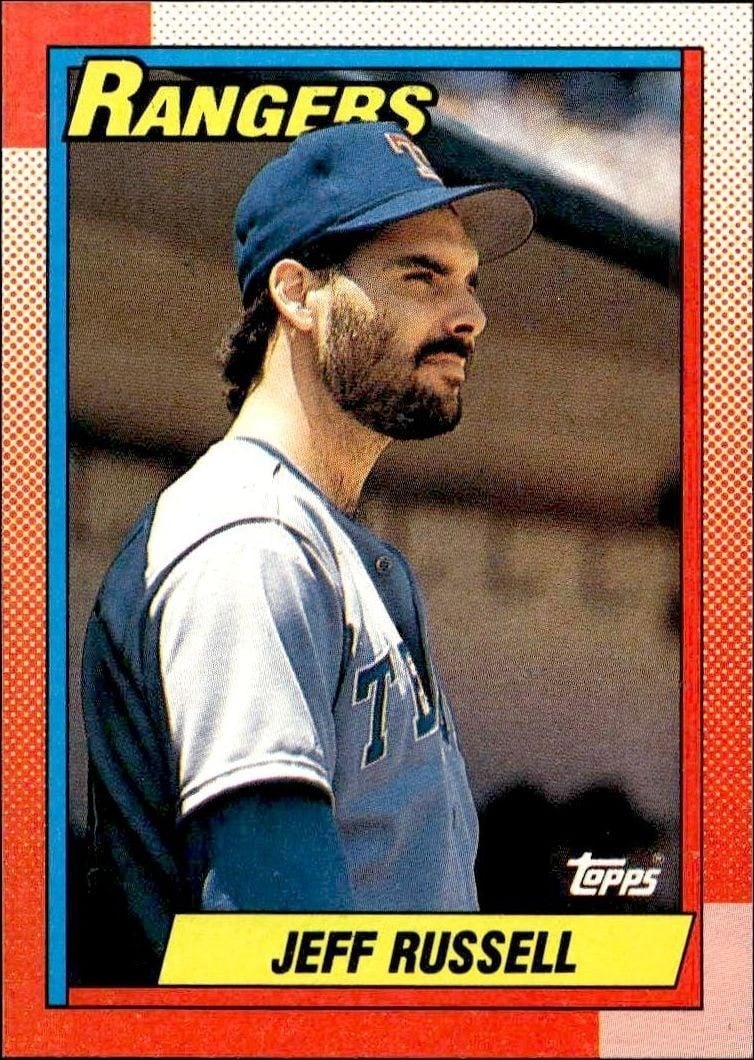 Jeff Russell 1990 Topps #80 Baseball Trading Card - Front 1990 Topps Jeff Russell #80 baseball trading card front