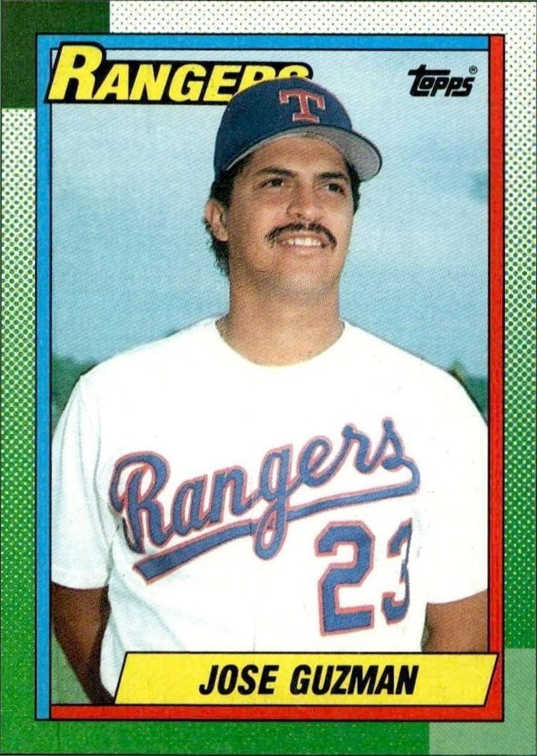 Jose Guzman 1990 Topps #308 Baseball Trading Card - Front 1990 Topps Jose Guzman #308 baseball trading card front