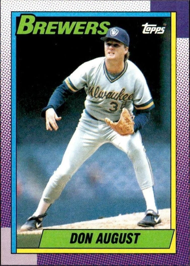Don August 1990 Topps #192 Baseball Trading Card - Front 1990 Topps Don August #192 baseball trading card front