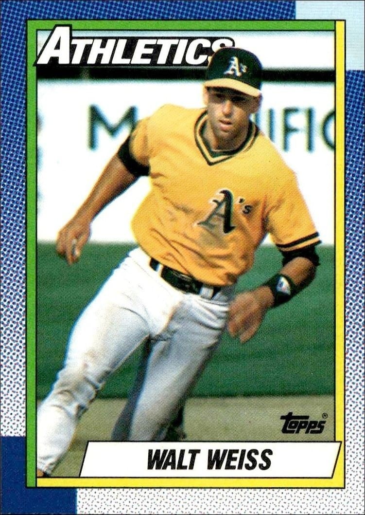 Walt Weiss 1990 Topps #165 Baseball Trading Card - Front 1990 Topps Walt Weiss #165 baseball trading card front