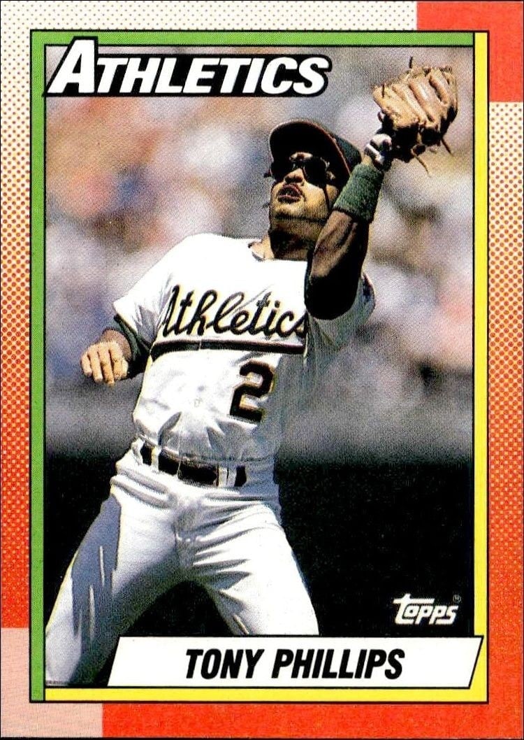 Tony Phillips 1990 Topps #702 Baseball Trading Card - Front 1990 Topps Tony Phillips #702 baseball trading card front
