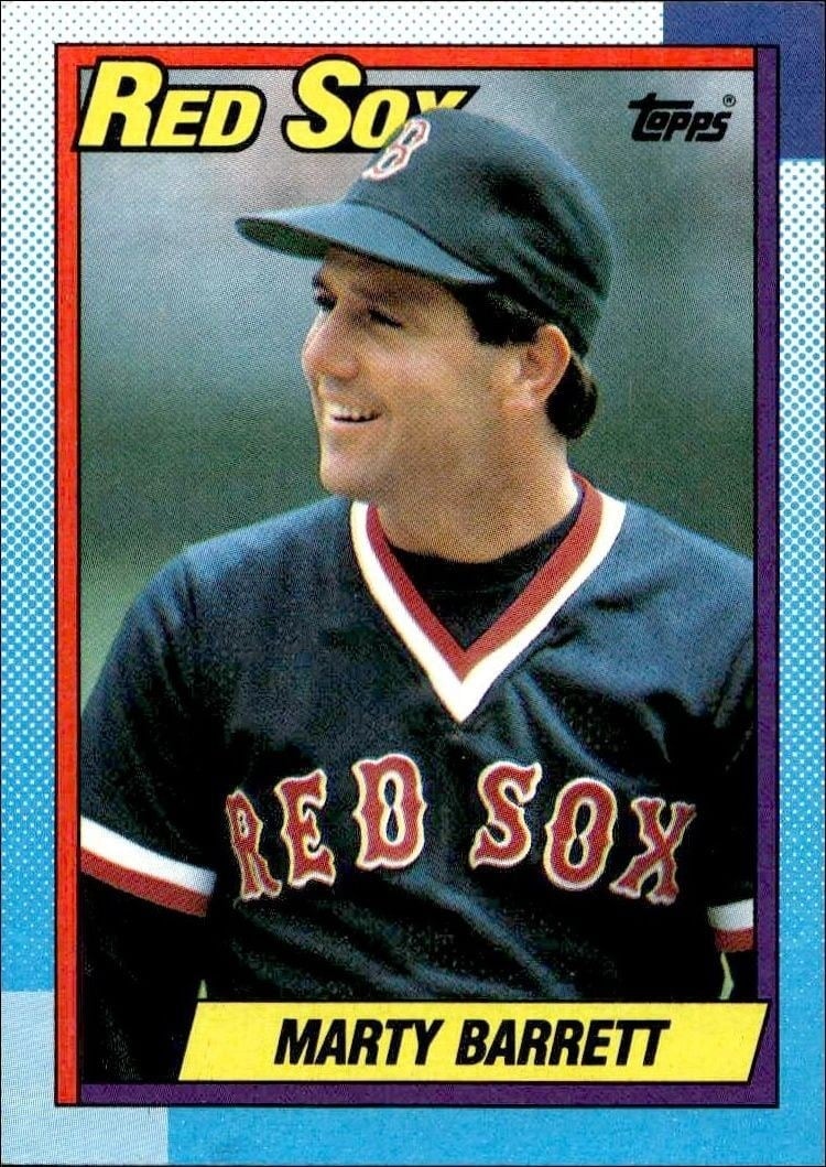 Marty Barrett 1990 Topps #355 Baseball Trading Card - Front 1990 Topps Marty Barrett #355 baseball trading card front
