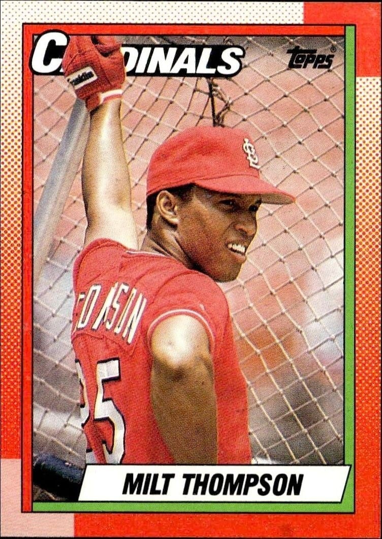 Milt Thompson 1990 Topps #688 Baseball Trading Card - Front 1990 Topps Milt Thompson #688 baseball trading card front