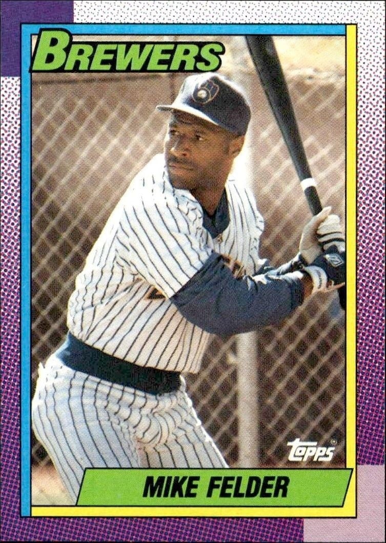 Mike Felder 1990 Topps #159 Baseball Trading Card - Front 1990 Topps Mike Felder #159 baseball trading card front