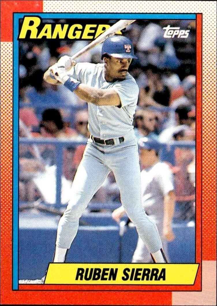 Ruben Sierra 1990 Topps #185 Baseball Trading Card - Front 1990 Topps Ruben Sierra #185 baseball trading card front