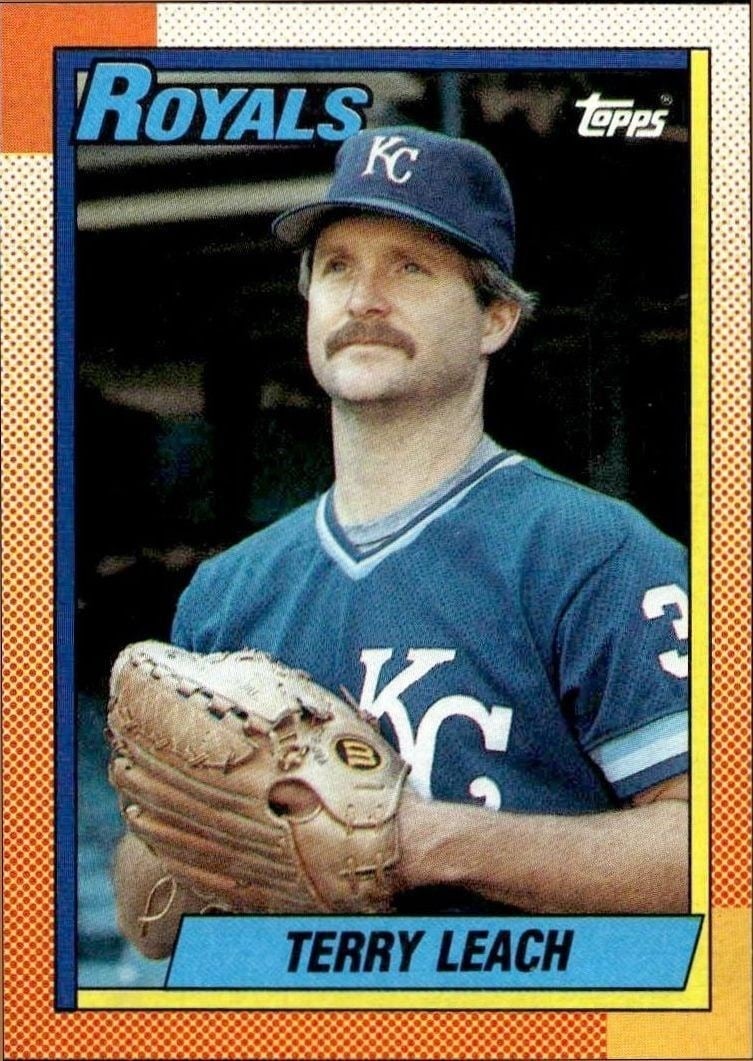 Terry Leach 1990 Topps #508 Baseball Trading Card - Front 1990 Topps Terry Leach #508 baseball trading card front