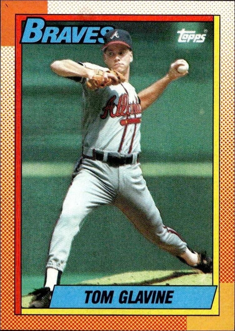 Tom Glavine 1990 Topps #506 Baseball Trading Card - Front 1990 Topps Tom Glavine #506 baseball trading card front