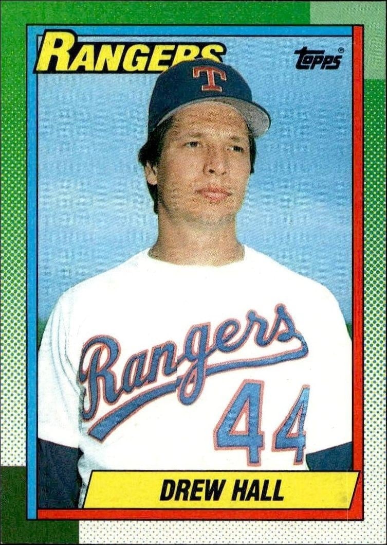 Drew Hall 1990 Topps #463 Baseball Trading Card - Front 1990 Topps Drew Hall #463 baseball trading card front