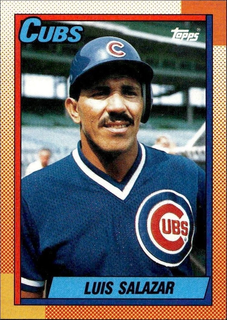 Luis Salazar 1990 Topps #378 Baseball Trading Card - Front 1990 Topps Luis Salazar #378 baseball trading card front