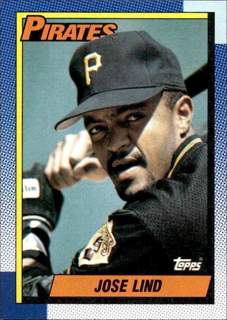 Jose Lind 1990 Topps #168 Baseball Trading Card - Front 1990 Topps Jose Lind #168 baseball trading card front