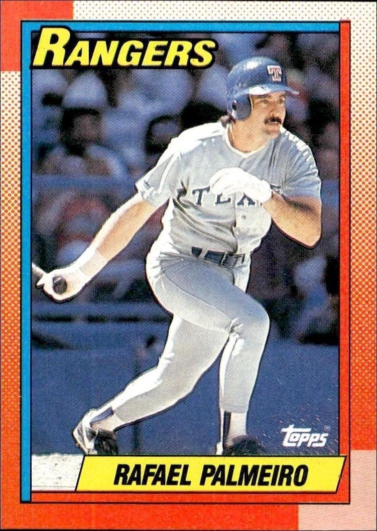 Rafael Palmeiro 1990 Topps #755 Baseball Trading Card - Front 1990 Topps Rafael Palmeiro #755 baseball trading card front