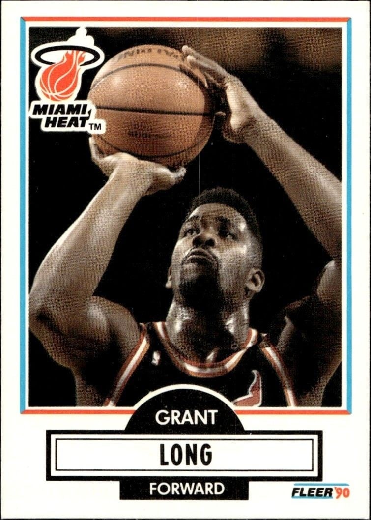 Grant Long 1990-91 Fleer #100 Basketball Trading Card - Front 1990-91 Fleer Grant Long #100 basketball trading card front