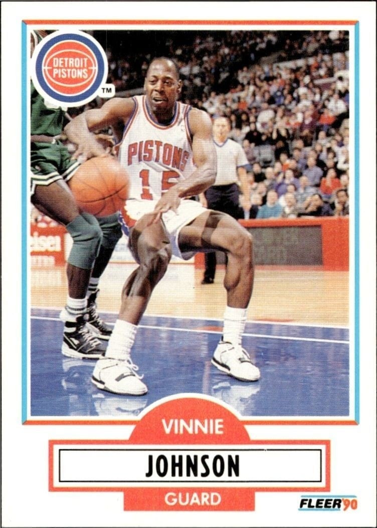 Vinnie Johnson 1990-91 Fleer #57 Basketball Trading Card - Front 1990-91 Fleer Vinnie Johnson #57 basketball trading card front