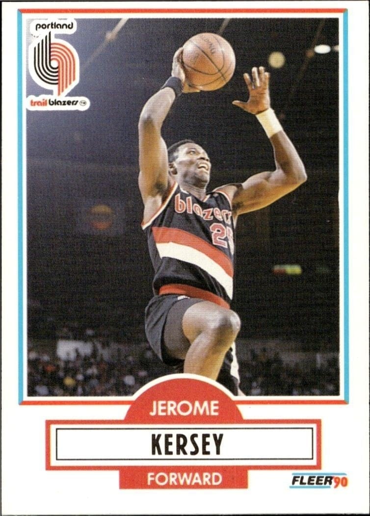 Jerome Kersey 1990-91 Fleer #157 Basketball Trading Card - Front 1990-91 Fleer Jerome Kersey #157 basketball trading card front