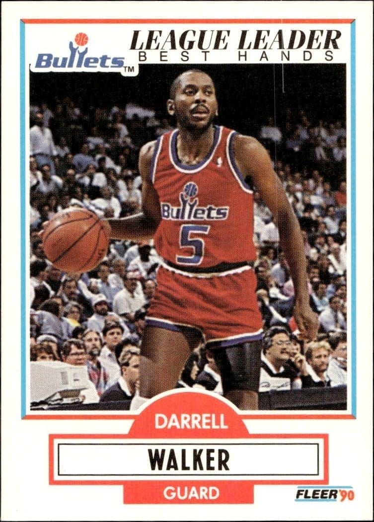 Darrell Walker 1990-91 Fleer #196 Basketball Trading Card - Front 1990-91 Fleer Darrell Walker #196 basketball trading card front
