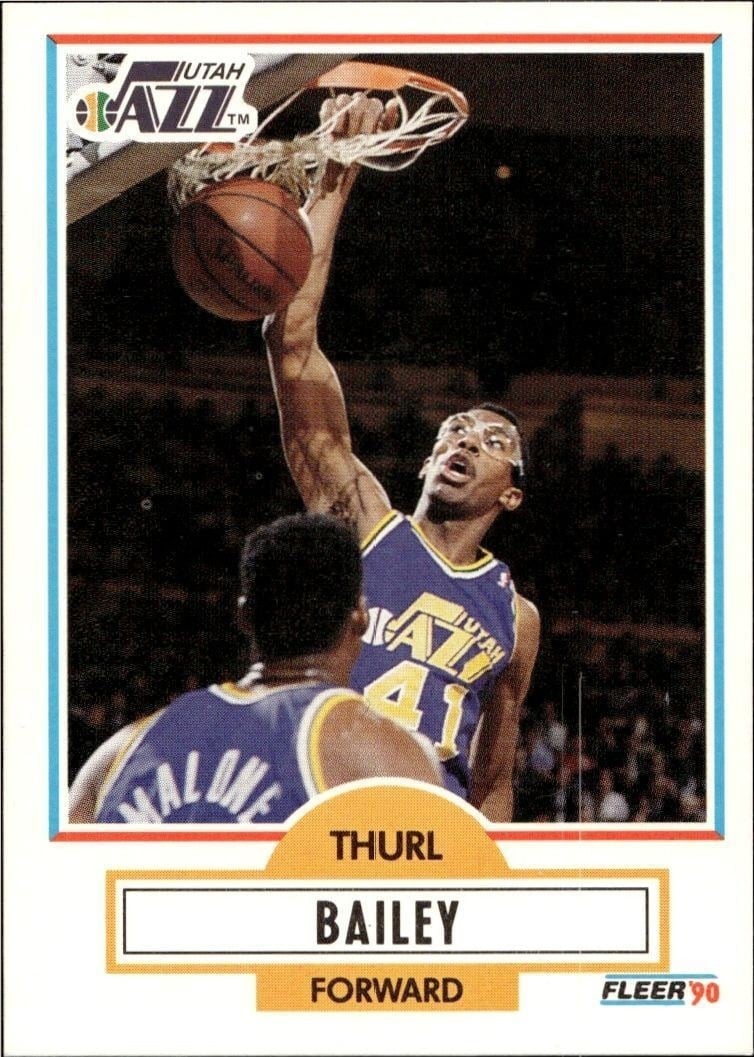 Thurl Bailey 1990-91 Fleer #182 Basketball Trading Card - Front 1990-91 Fleer Thurl Bailey #182 basketball trading card front