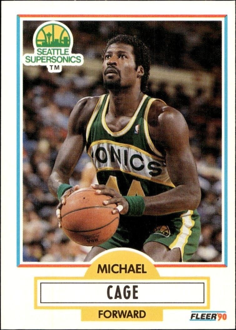 Michael Cage 1990-91 Fleer #176 Basketball Trading Card - Front 1990-91 Fleer Michael Cage #176 basketball trading card front