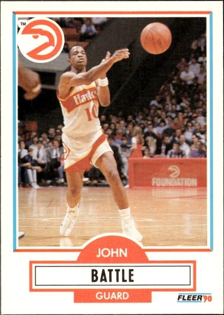 John Battle 1990-91 Fleer #1 Basketball Trading Card - Front 1990-91 Fleer John Battle #1 basketball trading card front