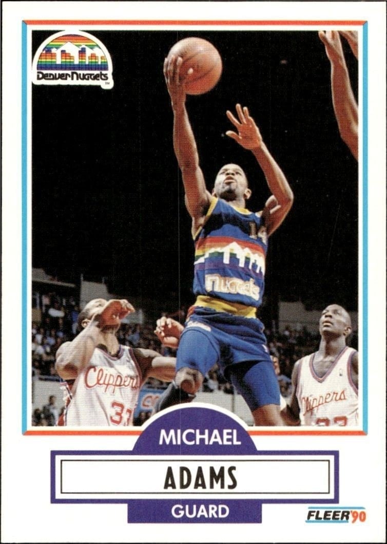 Michael Adams 1990-91 Fleer #46 Basketball Trading Card - Front 1990-91 Fleer Michael Adams #46 basketball trading card front