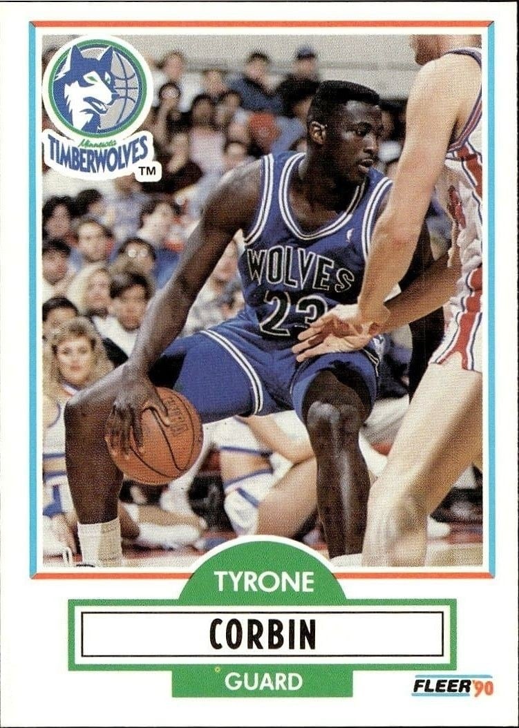 Tyrone Corbin 1990-91 Fleer #113 Basketball Trading Card - Front 1990-91 Fleer Tyrone Corbin #113 basketball trading card front