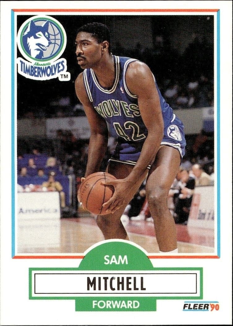 Sam Mitchell 1990-91 Fleer #114 Basketball Trading Card - Front 1990-91 Fleer Sam Mitchell #114 basketball trading card front