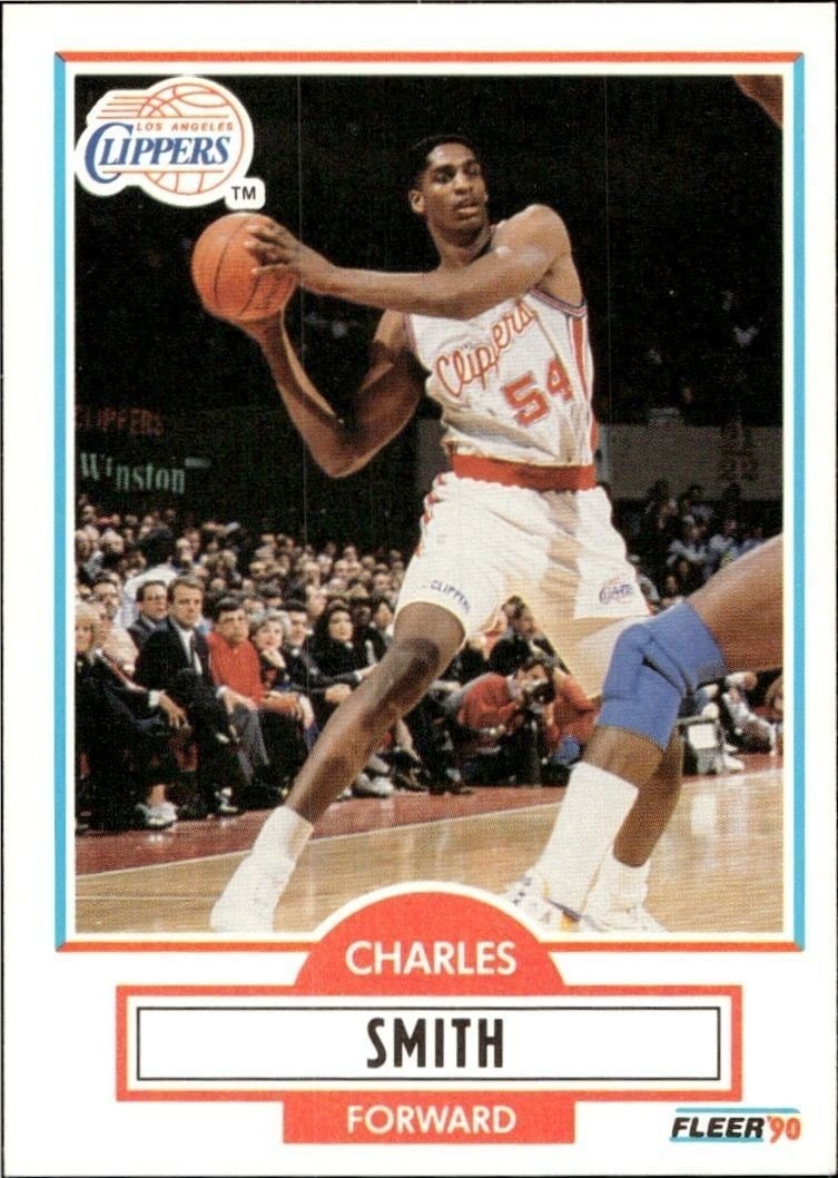 Charles Smith 1990-91 Fleer #89 Basketball Trading Card - Front 1990-91 Fleer Charles Smith #89 basketball trading card front