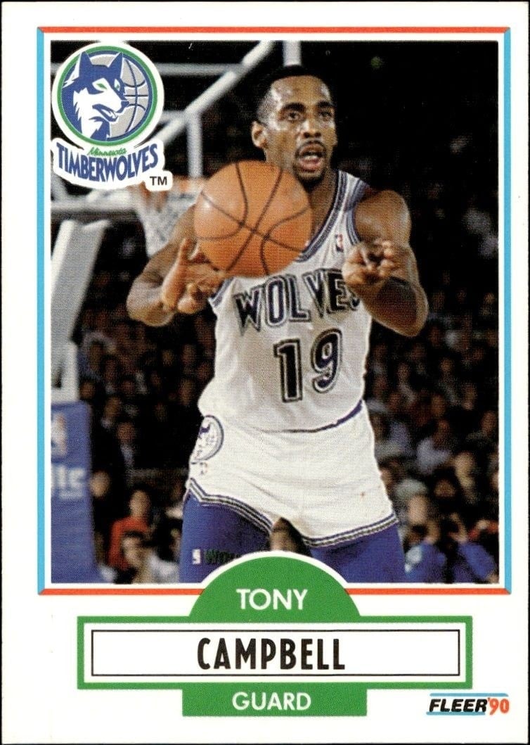 Tony Campbell 1990-91 Fleer #112 Basketball Trading Card - Front 1990-91 Fleer Tony Campbell #112 basketball trading card front