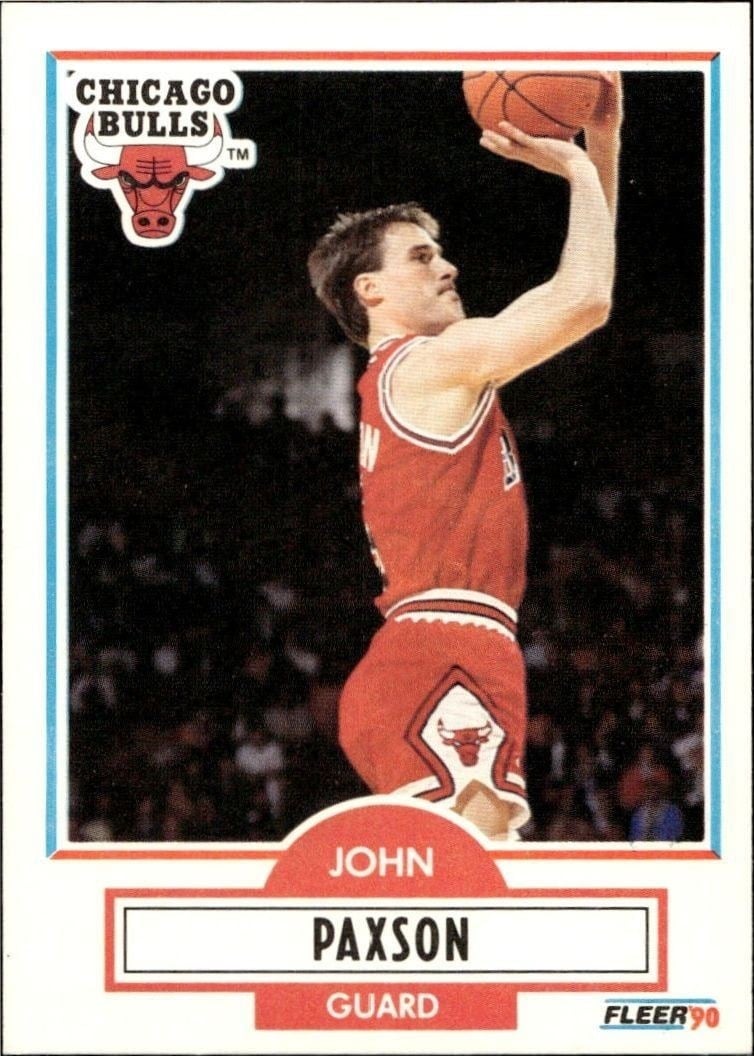 John Paxson 1990-91 Fleer #28 Basketball Trading Card - Front 1990-91 Fleer John Paxson #28 basketball trading card front