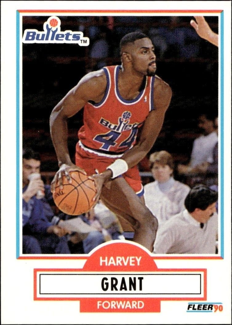 Harvey Grant 1990-91 Fleer #192 Basketball Trading Card - Front 1990-91 Fleer Harvey Grant #192 basketball trading card front