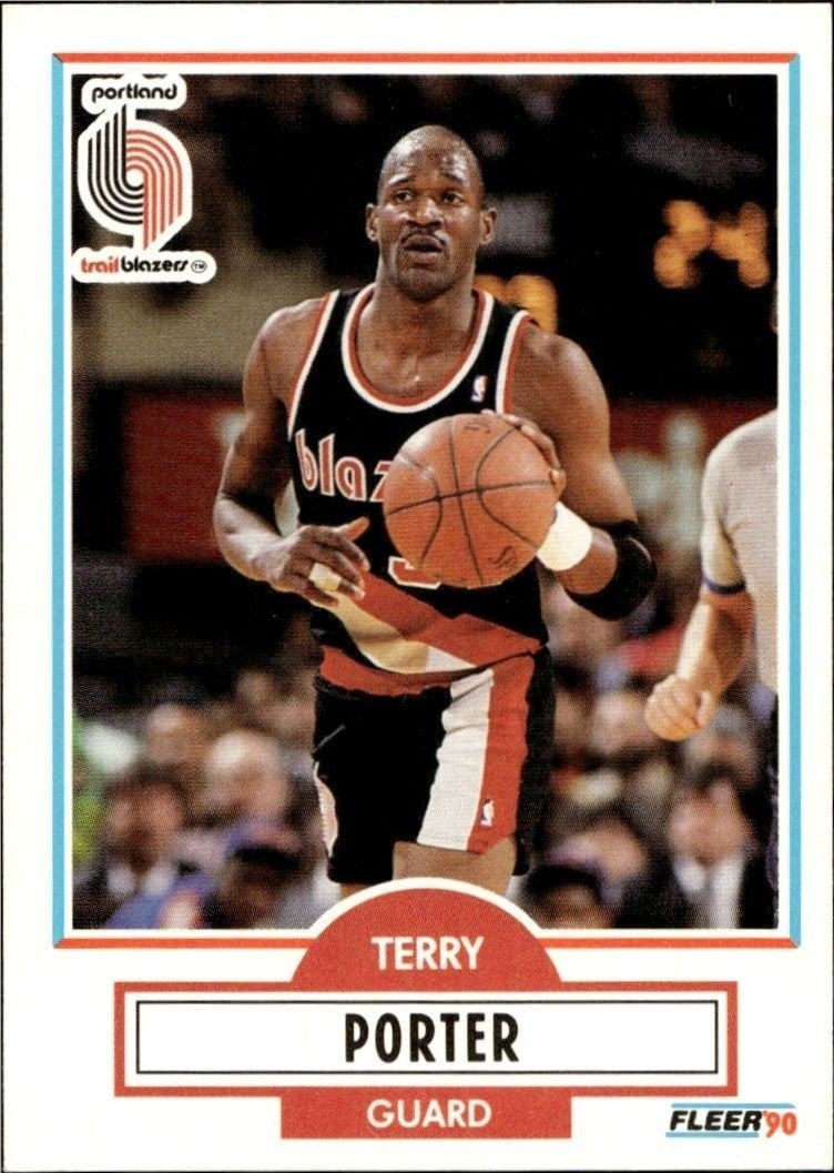 Terry Porter 1990-91 Fleer #158 Basketball Trading Card - Front 1990-91 Fleer Terry Porter #158 basketball trading card front