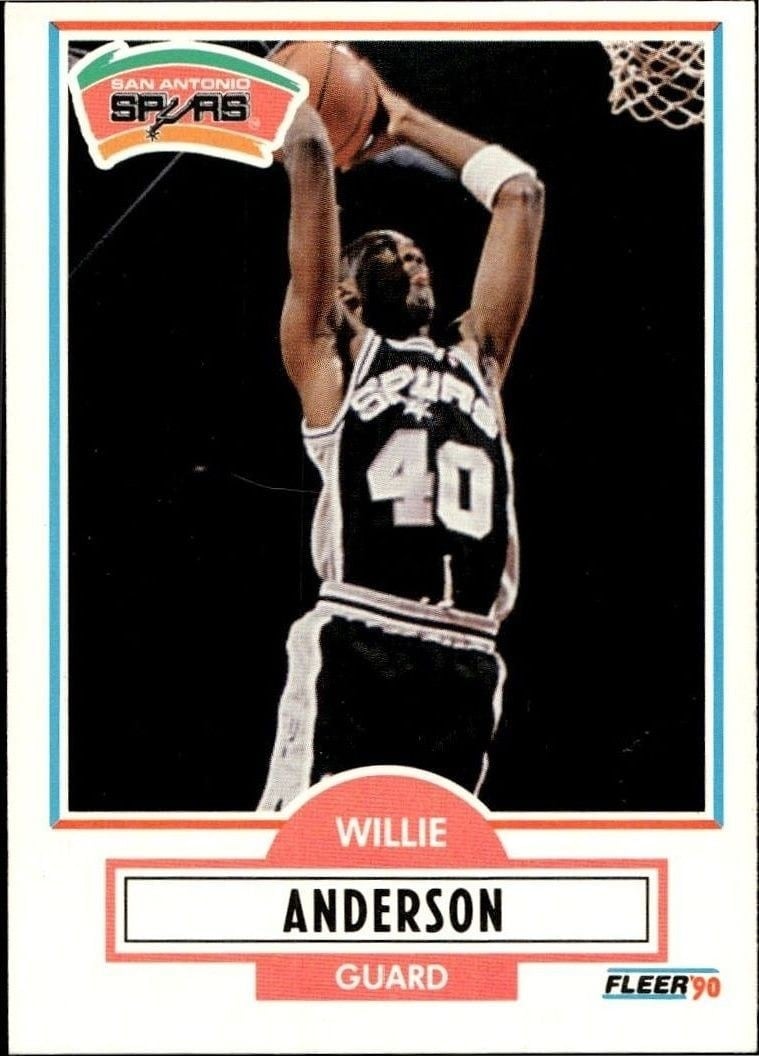 Willie Anderson 1990-91 Fleer #168 Basketball Trading Card - Front 1990-91 Fleer Willie Anderson #168 basketball trading card front