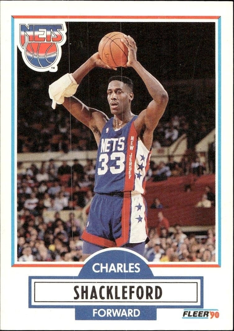 Charles Shackleford 1990-91 Fleer #122 Basketball Trading Card - Front 1990-91 Fleer Charles Shackleford #122 basketball trading card front