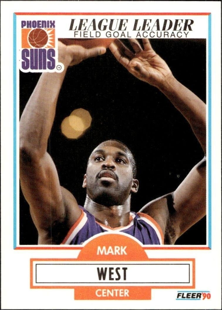 Mark West 1990-91 Fleer #153 Basketball Trading Card - Front 1990-91 Fleer Mark West #153 basketball trading card front