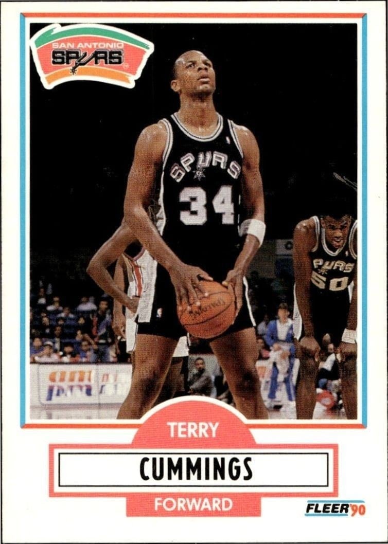Terry Cummings 1990-91 Fleer #170 Basketball Trading Card - Front 1990-91 Fleer Terry Cummings #170 basketball trading card front