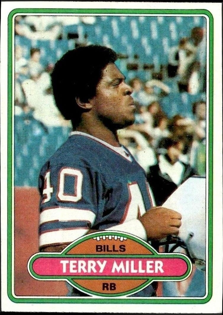 Terry Miller 1980 Topps #243 Football Trading Card - Front 1980 Topps Terry Miller #243 football trading card front