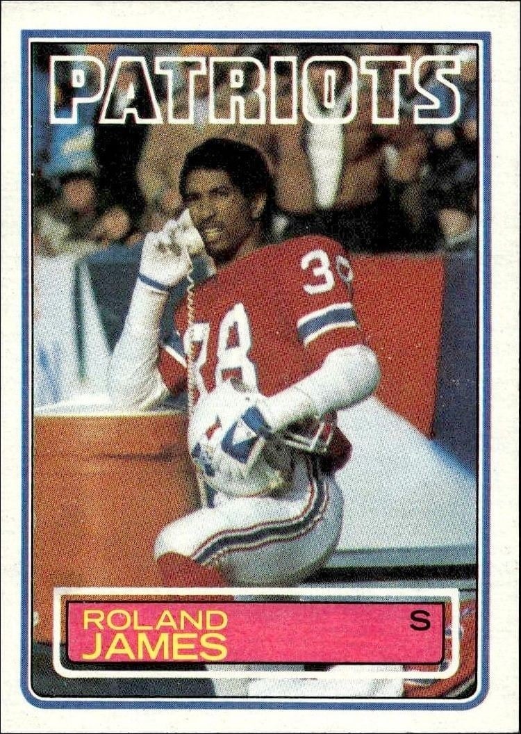 Roland James 1983 Topps #333 Football Trading Card - Front 1983 Topps Roland James #333 football trading card front