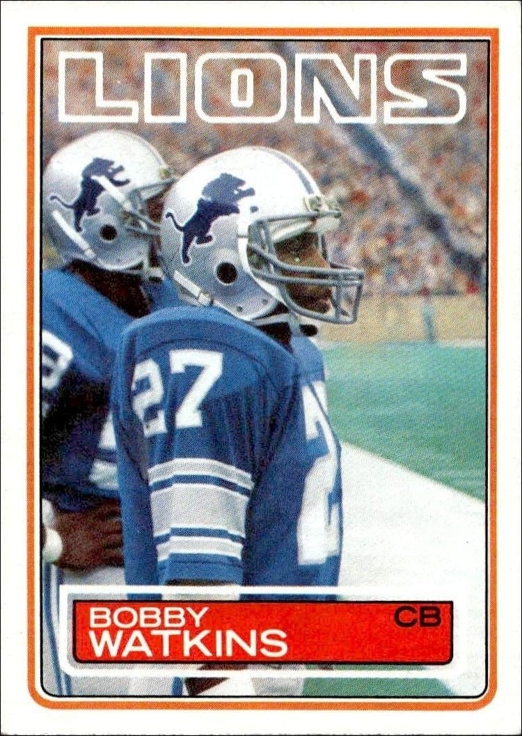Bobby Watkins 1983 Topps #73 Football Trading Card - Front 1983 Topps Bobby Watkins #73 football trading card front