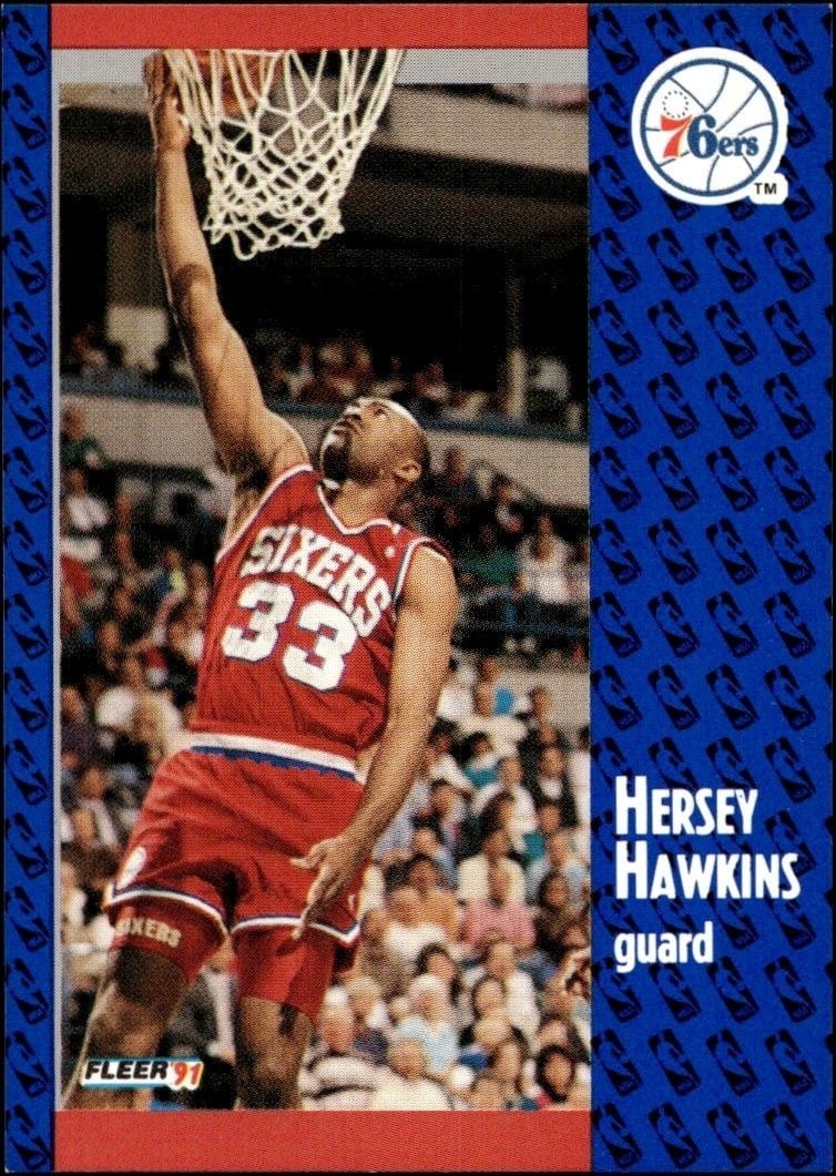 Hersey Hawkins 1991-92 Fleer #154 Basketball Trading Card - Front 1991-92 Fleer Hersey Hawkins #154 basketball trading card front