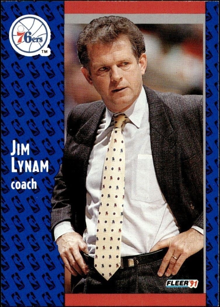 Jim Lynam 1991-92 Fleer #155 Basketball Trading Card - Front 1991-92 Fleer Jim Lynam #155 basketball trading card front
