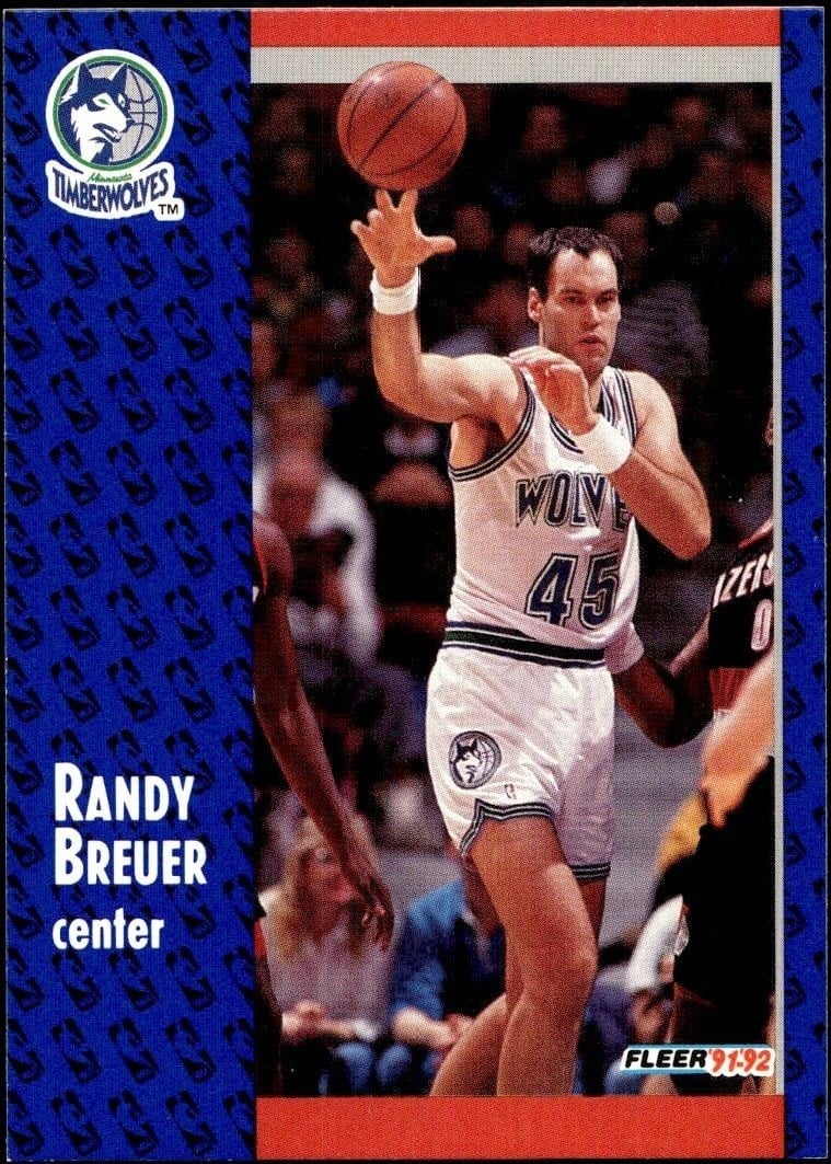 Randy Breuer 1991-92 Fleer #317 Basketball Trading Card - Front 1991-92 Fleer Randy Breuer #317 basketball trading card front