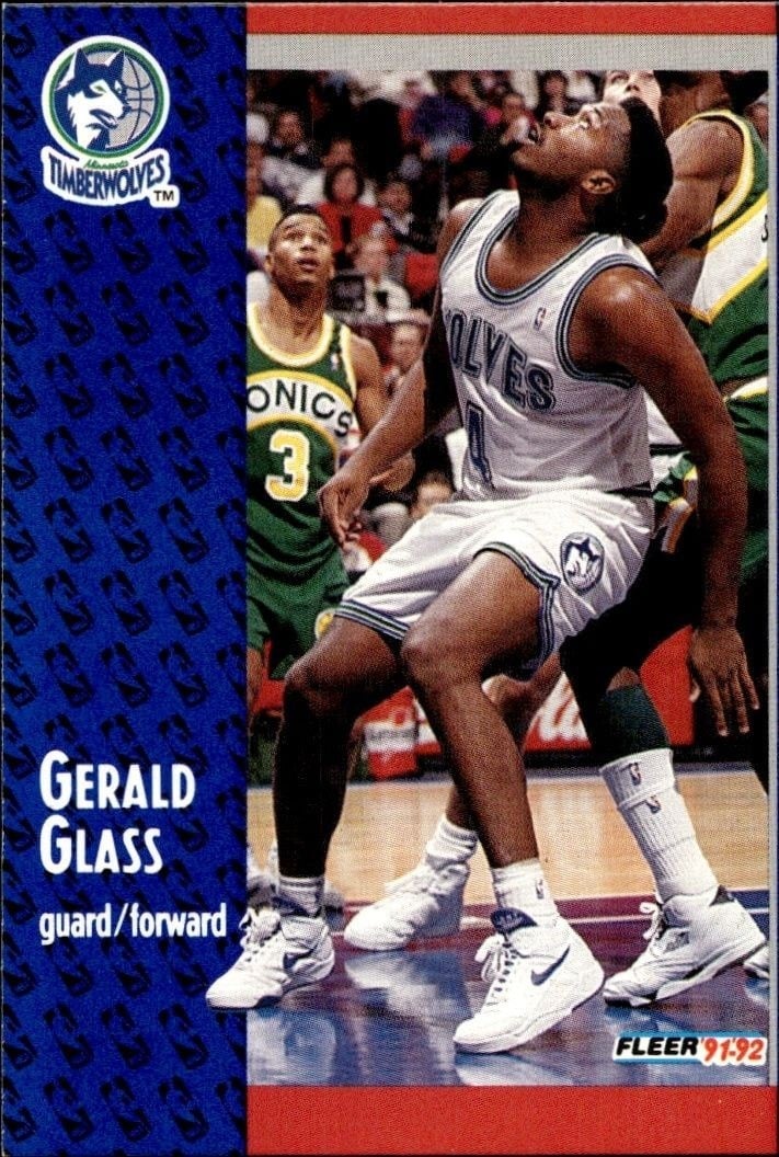 Gerald Glass 1991-92 Fleer #319 Basketball Trading Card - Front 1991-92 Fleer Gerald Glass #319 basketball trading card front