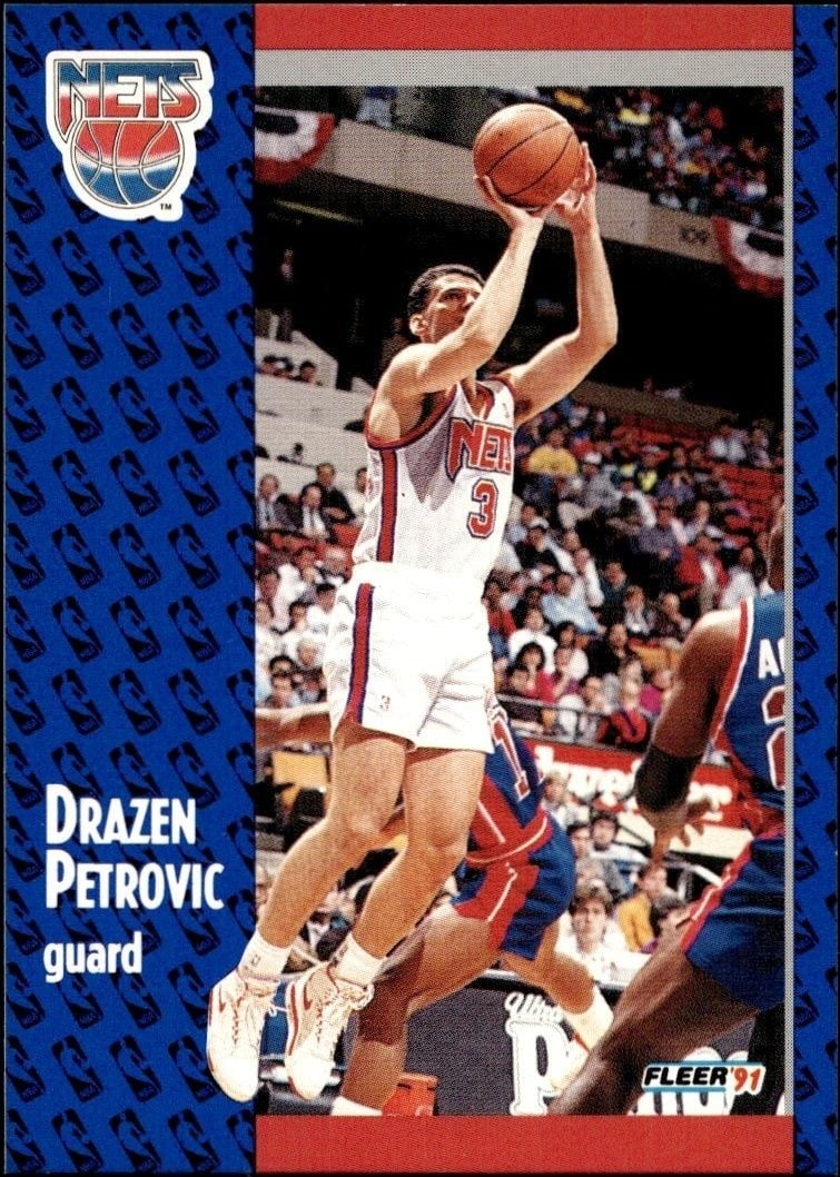 Drazen Petrovic 1991-92 Fleer #134 Basketball Trading Card - Front 1991-92 Fleer Drazen Petrovic #134 basketball trading card front