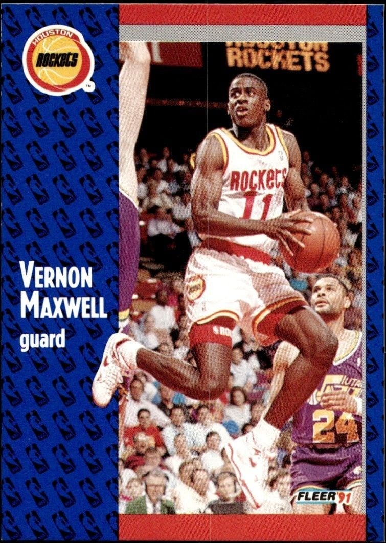 Vernon Maxwell 1991-92 Fleer #76 Basketball Trading Card - Front 1991-92 Fleer Vernon Maxwell #76 basketball trading card front