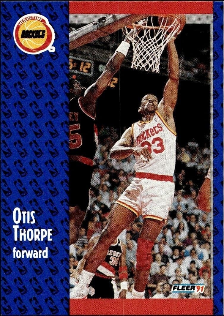 Otis Thorpe 1991-92 Fleer #80 Basketball Trading Card - Front 1991-92 Fleer Otis Thorpe #80 basketball trading card front
