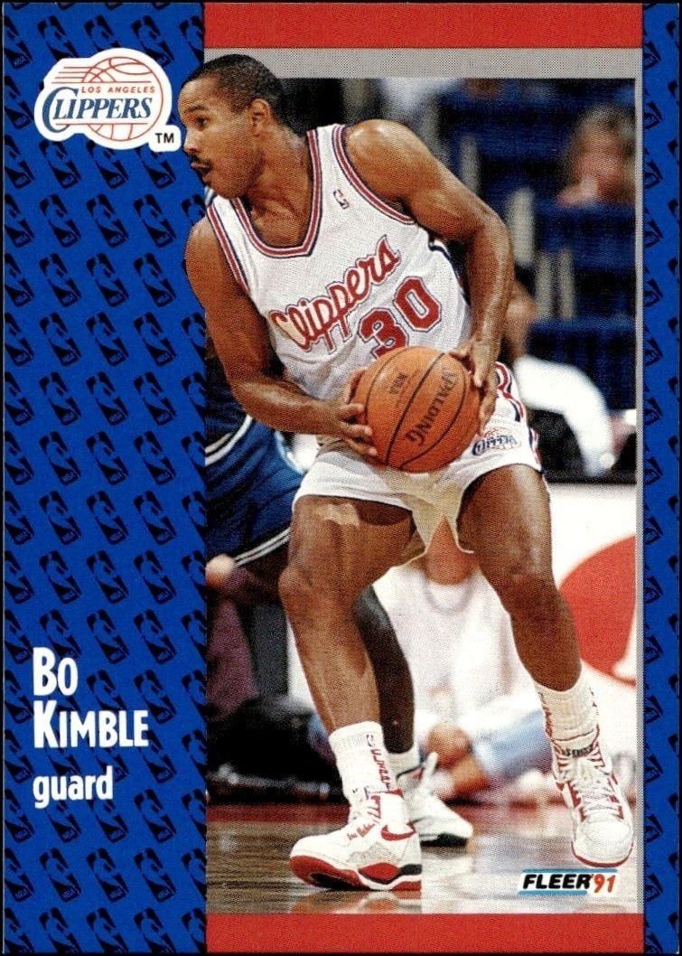 Bo Kimble 1991-92 Fleer #91 Basketball Trading Card - Front 1991-92 Fleer Bo Kimble #91 basketball trading card front