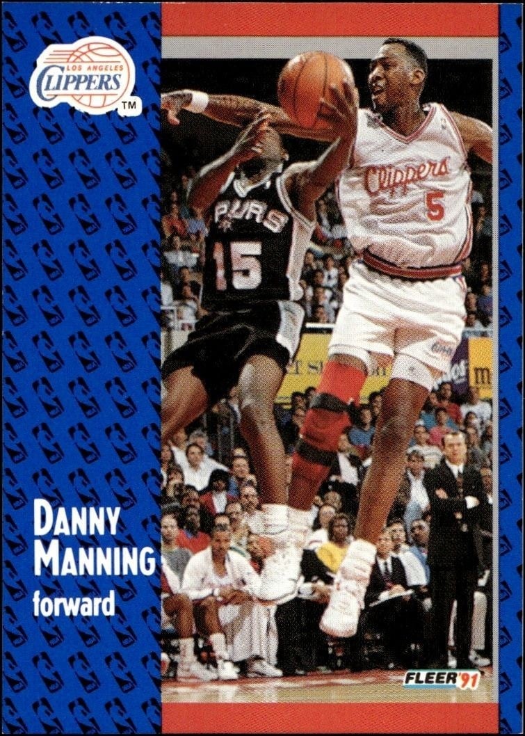 Danny Manning 1991-92 Fleer #92 Basketball Trading Card - Front 1991-92 Fleer Danny Manning #92 basketball trading card front