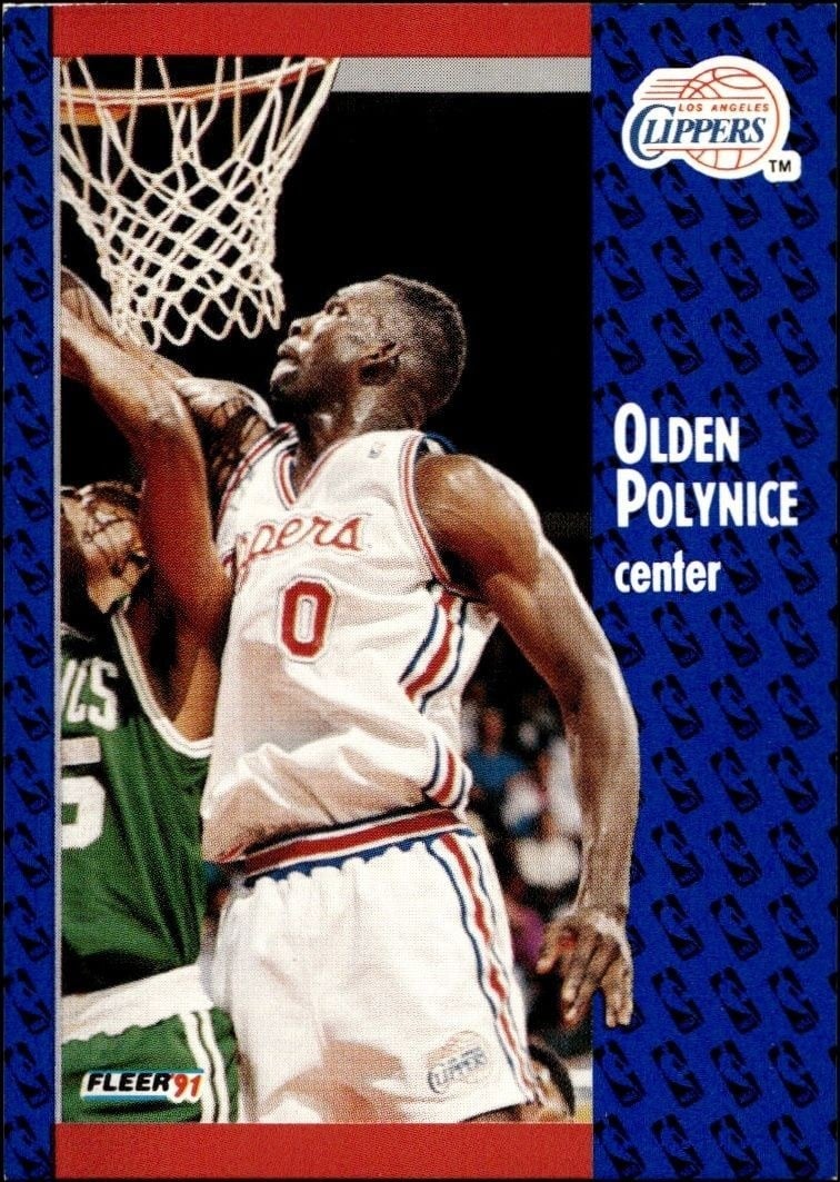 Olden Polynice 1991-92 Fleer #94 Basketball Trading Card - Front 1991-92 Fleer Olden Polynice #94 basketball trading card front